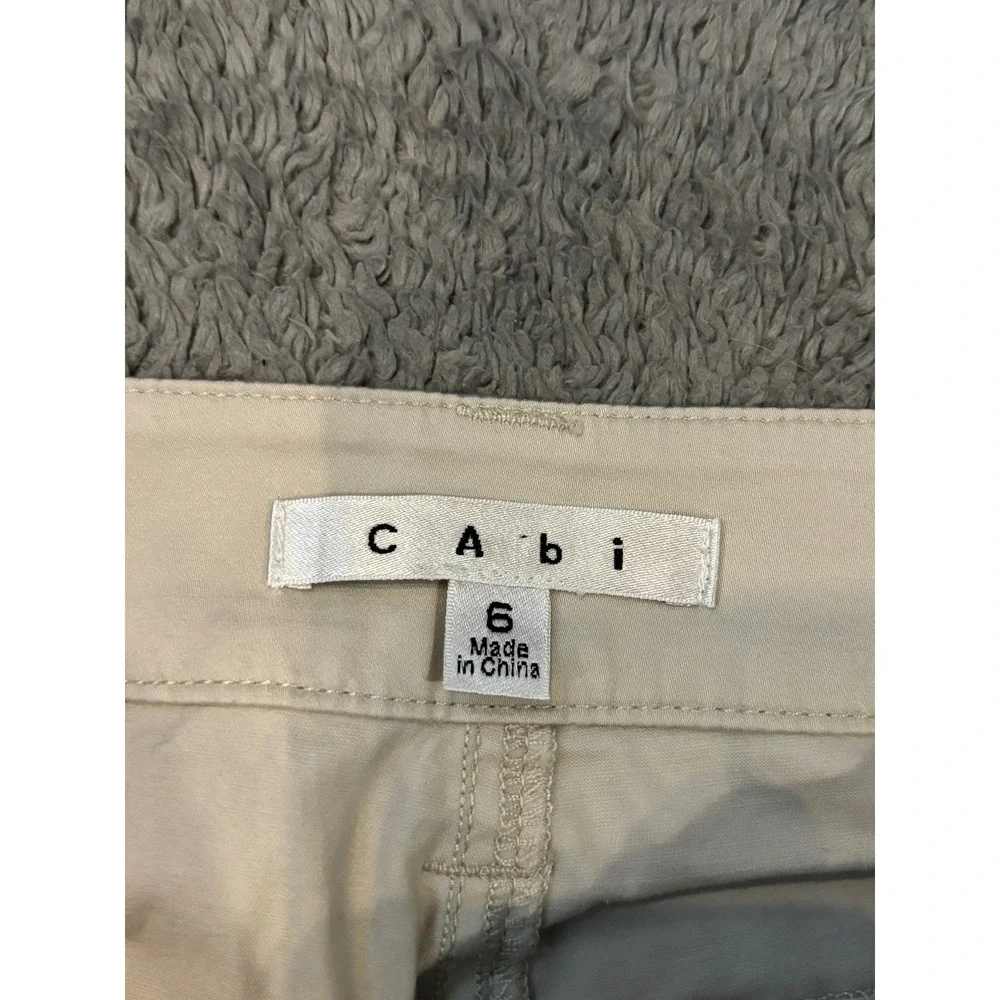 Cabi Khaki Straight Leg Pants Womens Size 6 Tan Cotton Stretch Trousers 194